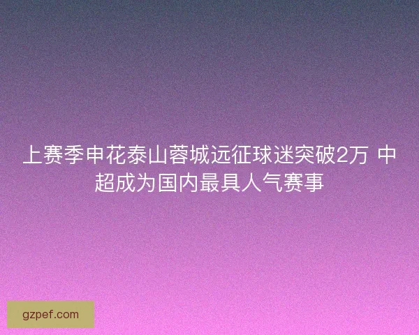 上赛季申花泰山蓉城远征球迷突破2万 中超成为国内最具人气赛事