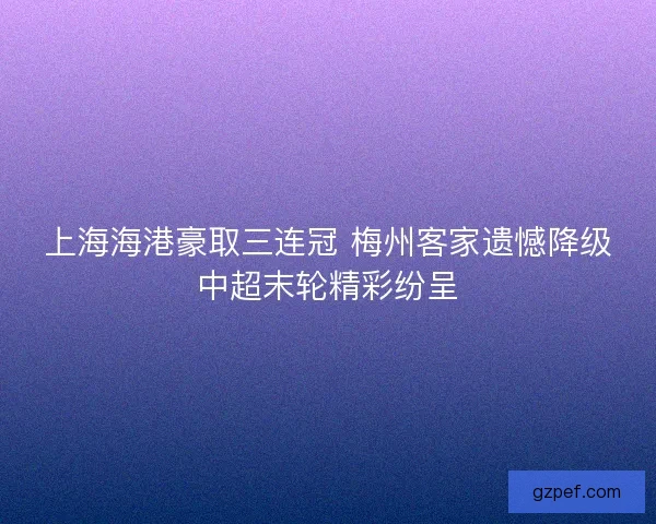 上海海港豪取三连冠 梅州客家遗憾降级中超末轮精彩纷呈