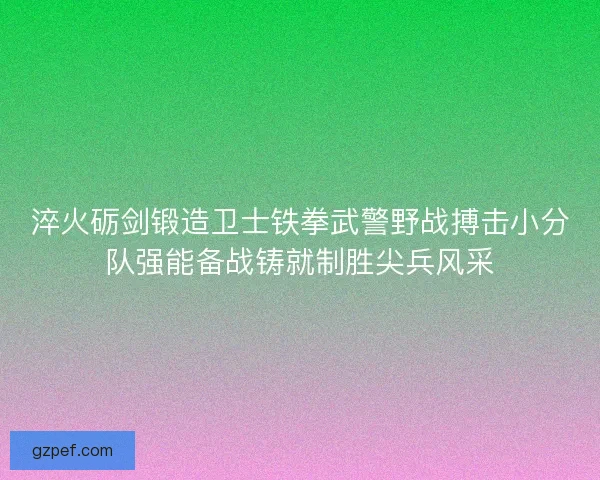淬火砺剑锻造卫士铁拳武警野战搏击小分队强能备战铸就制胜尖兵风采