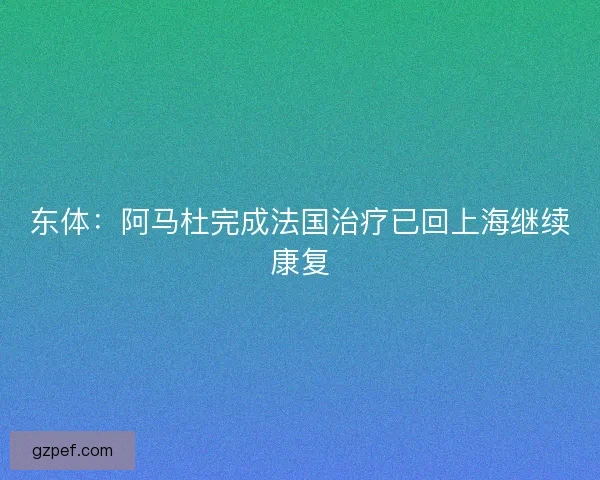 东体：阿马杜完成法国治疗已回上海继续康复