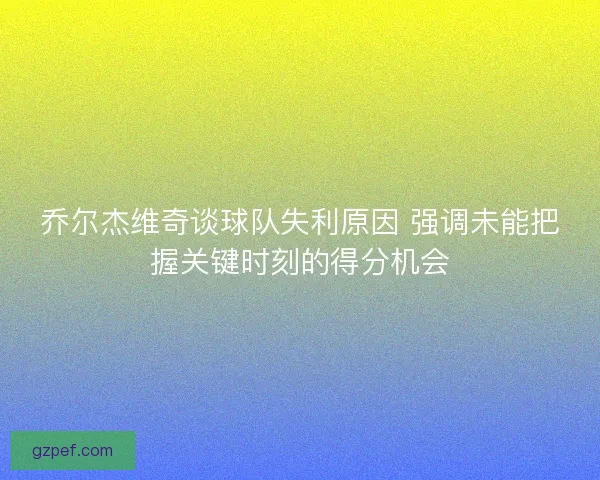 乔尔杰维奇谈球队失利原因 强调未能把握关键时刻的得分机会